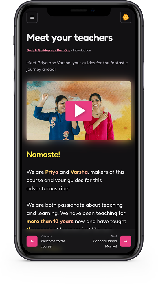 Priya and Varsha, the instructors for the Shlokas Made Fun online course.