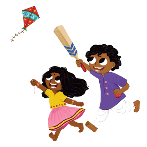 Kids chasing a kite